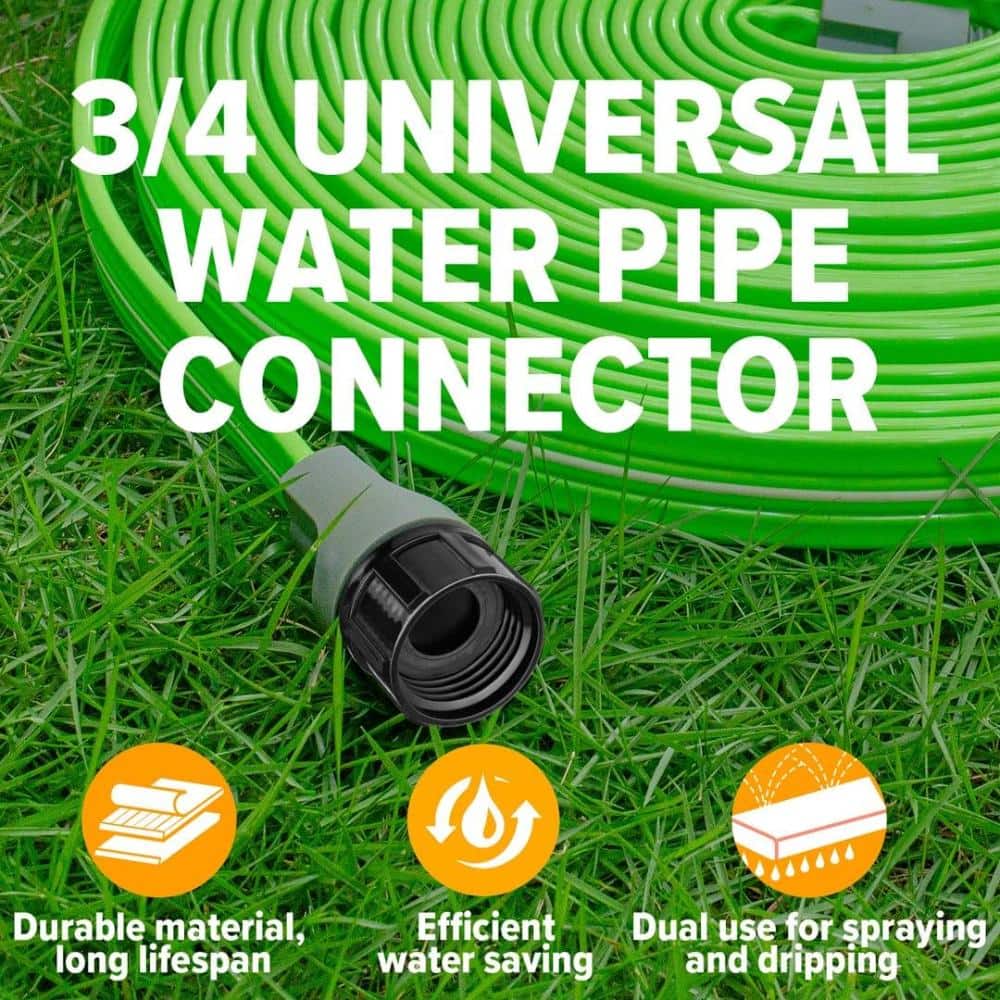 Unbranded 100 ft Heavy Duty Sprinkler Soaker Hose, Flat 3-Tube Irrigation Hose with Stakes for Lawn Yard and Garden, Green (3)