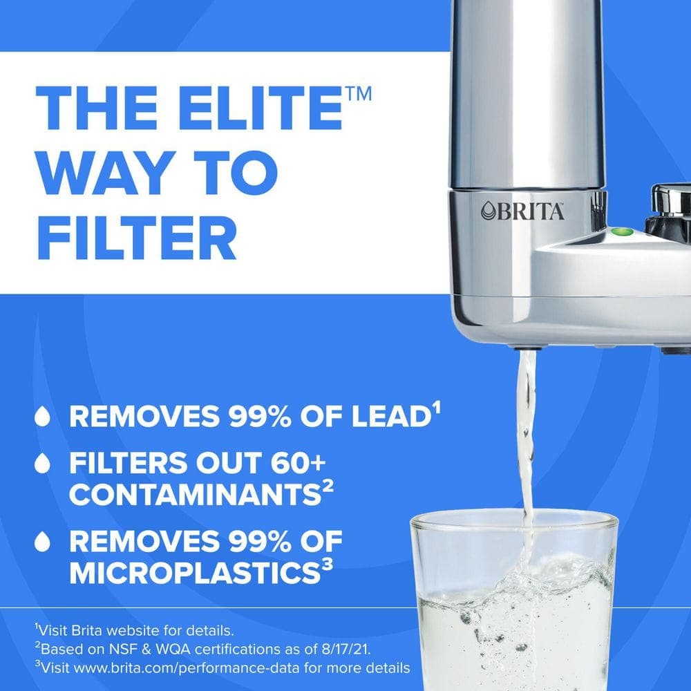 Brita Elite Faucet Mount Water Filtration System in Chrome, BPA Free, Reduces Lead (2)