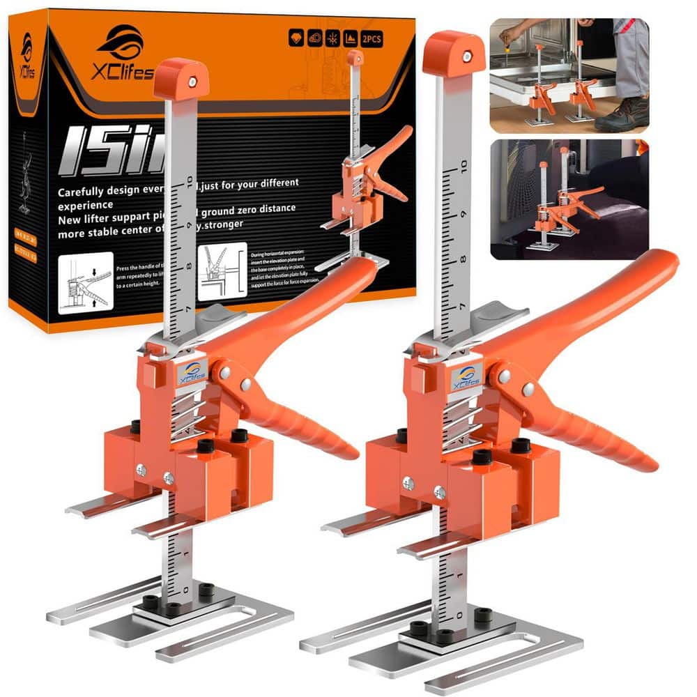 Laybus 2 Pack 10 in. Red Construction Jack Multi-Function Height Adjustment Lifting Device, Door Panel Lifting Cabinet Jack