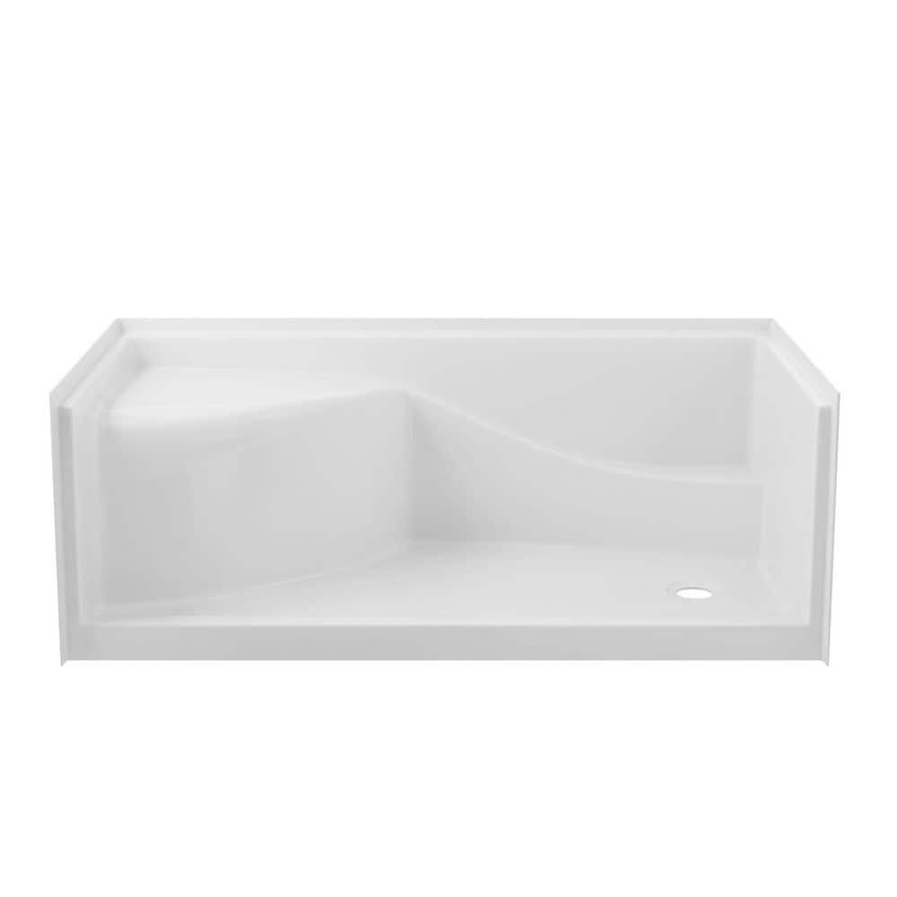 DreamLine Accessible Living Prism 60 in. L x 30 in. W Alcove Shower Pan Base with Right Drain in White (2)