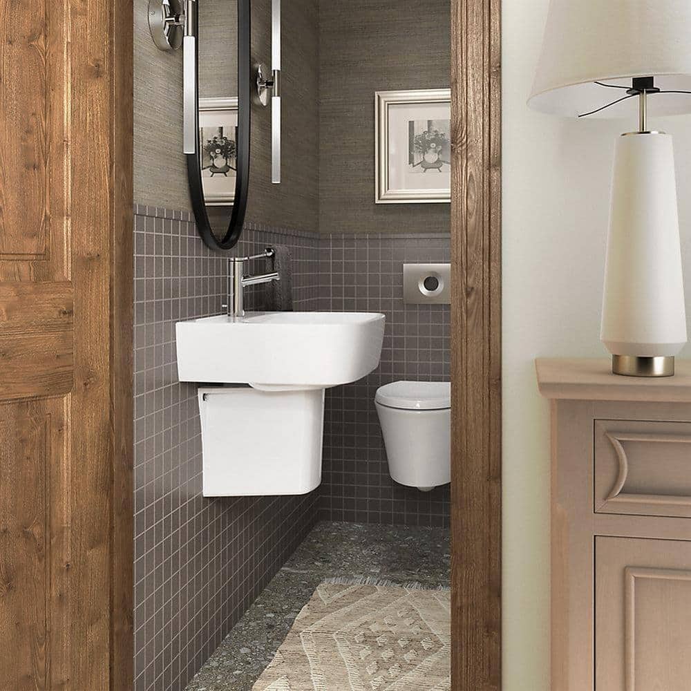 KOHLER Modern 21.69 in. x 17.75 in. Wall Mounted Bathroom Sink in White Vitreous China (3)