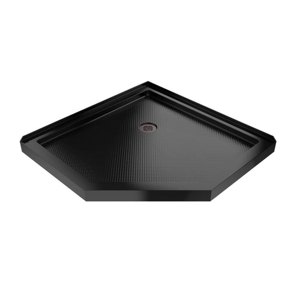 DreamLine SlimLine 36 in. L x 36 in. W Corner Neo Angle Black Shower Pan Base with 2 in. Round Corner Drain in Oil Rubbed Bronze (1)