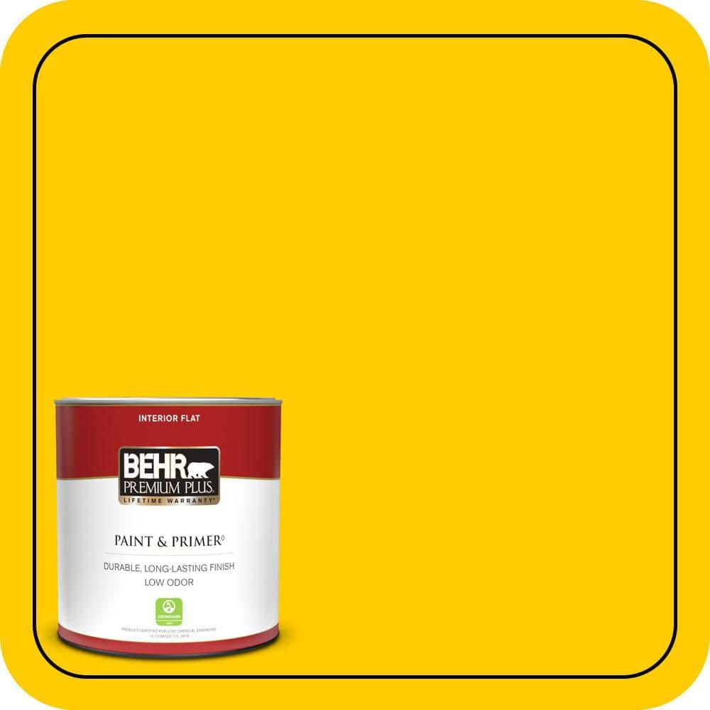 BEHR PREMIUM PLUS #380B-7 Marigold Flat Interior/Exterior Paint & Primer Color Sample