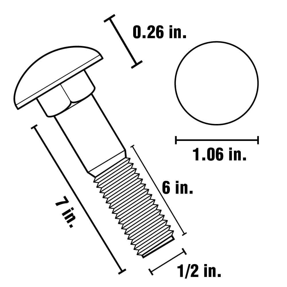 Everbilt 1/2 in.-13 x 7 in. Galvanized Carriage Bolt (3)