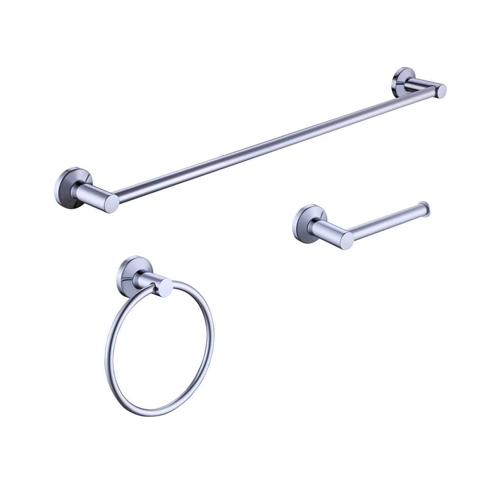 Glacier Bay Dorind 3-Piece Bath Hardware Set Included 24 in. Towel Bar, Towel Ring and Toilet Paper Holder in Chrome (1)