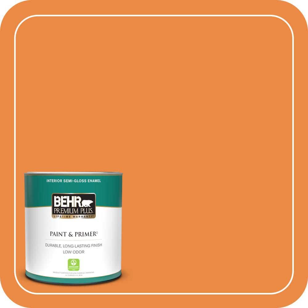 BEHR PREMIUM PLUS 1 qt. #P230-7 Acapulco Sun Semi-Gloss Enamel Low Odor Interior Paint & Primer (1)