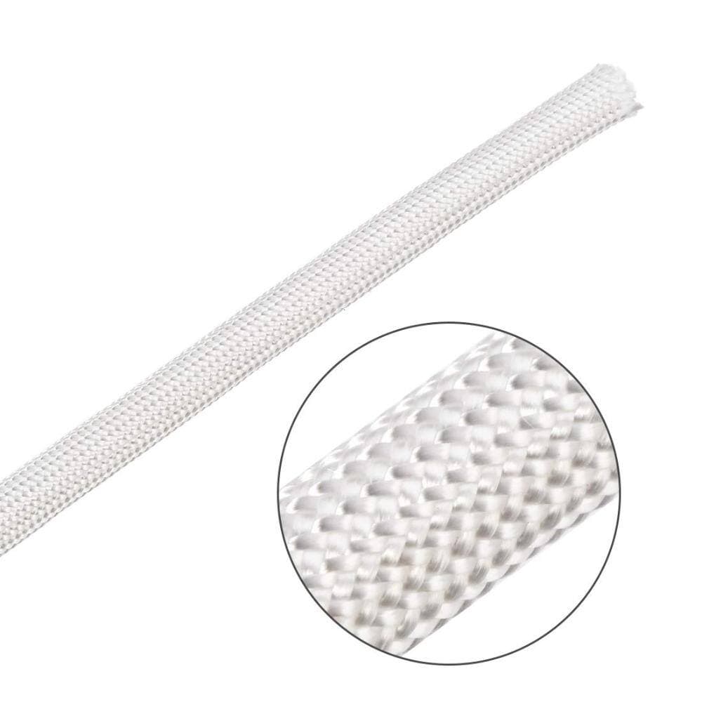 Unbranded High-Temp Fiberglass Insulation Braid Sleeve 16.4 ft Length, 5 mm ID Heat Shield for Wires, Motors (3)