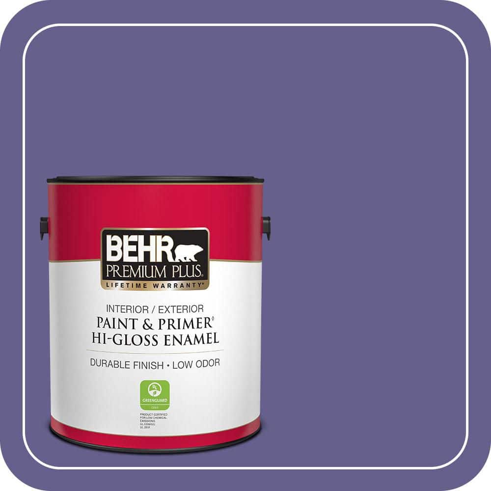 BEHR PREMIUM PLUS 1 gal. #S-G-630 Majestic Purple Hi-Gloss Enamel Interior/Exterior Paint & Primer (1)