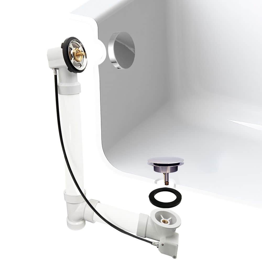 Westbrass 27 in. Schedule 40 PVC Cable Drive Bath Waste Trim Kit in Polished Chrome (1)