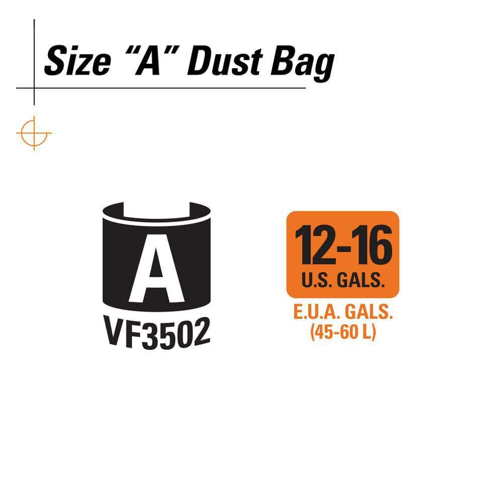 Genuine VF3502 Wet Dry Vac Dry Pick-up Only Dust Bags for Select 12-16 Gallon RIDGID Shop Vacuums, Size A (2-Pack) (3)
