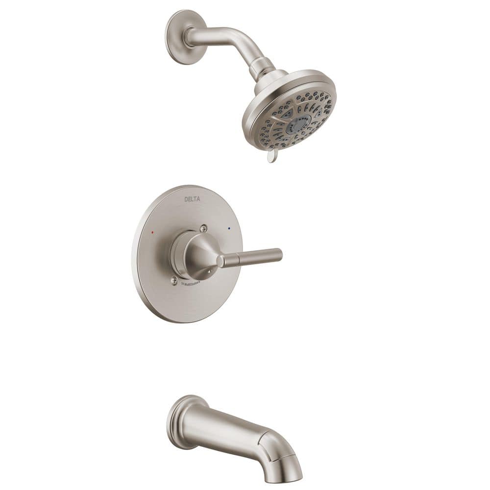 Delta Foundations Design Series Modern Single Handle 6-Spray Tub and Shower Faucet 1.75 GPM in Brushed Nickel Valve Included (2)