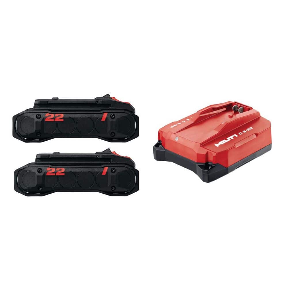 Hilti 22V NURON B22-85 4.0 Ah Rechargeable Lithium‑Ion Battery and Charger Kit (2 Batteries) (1)