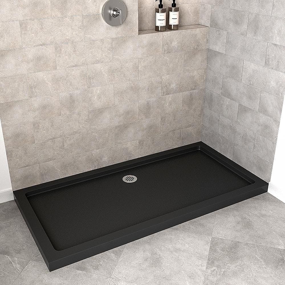 Streamline NT-2354-600-BL 60 in. 30 in. Corner Acrylic Shower Pan Base with Drain, Drain Included (3)