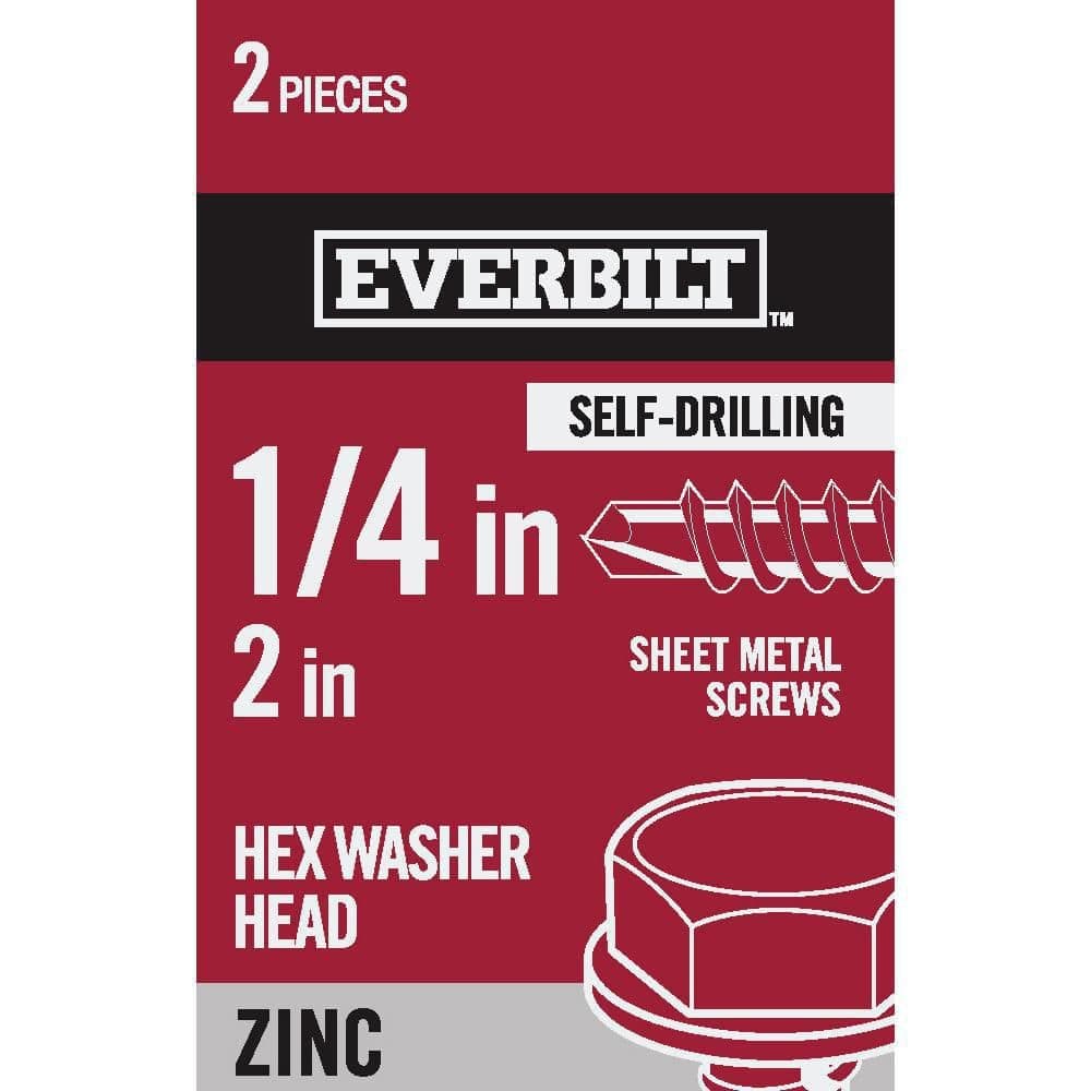 Everbilt #14 x 2 in. Zinc Plated Hex Head Sheet Metal Screw (2-Pack) (1)