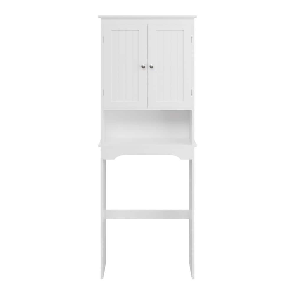 cadeninc 24.8 in. W x 65.98 in. H x 9.02 in. D White Over-The-Toilet Bathroom Storage Space Saver with Shelf and 2-Doors (1)