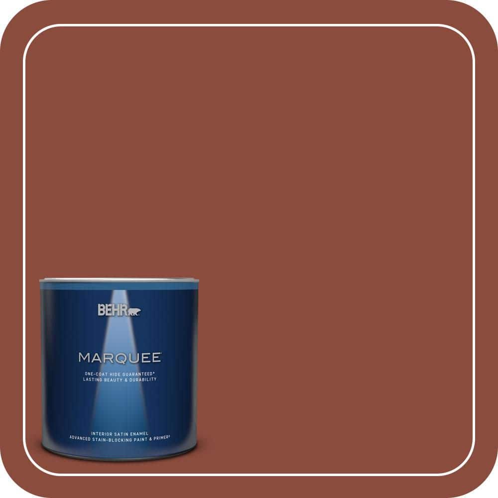 BEHR MARQUEE 1 qt. #QE-14 Spiced Red Satin Enamel Interior Paint & Primer