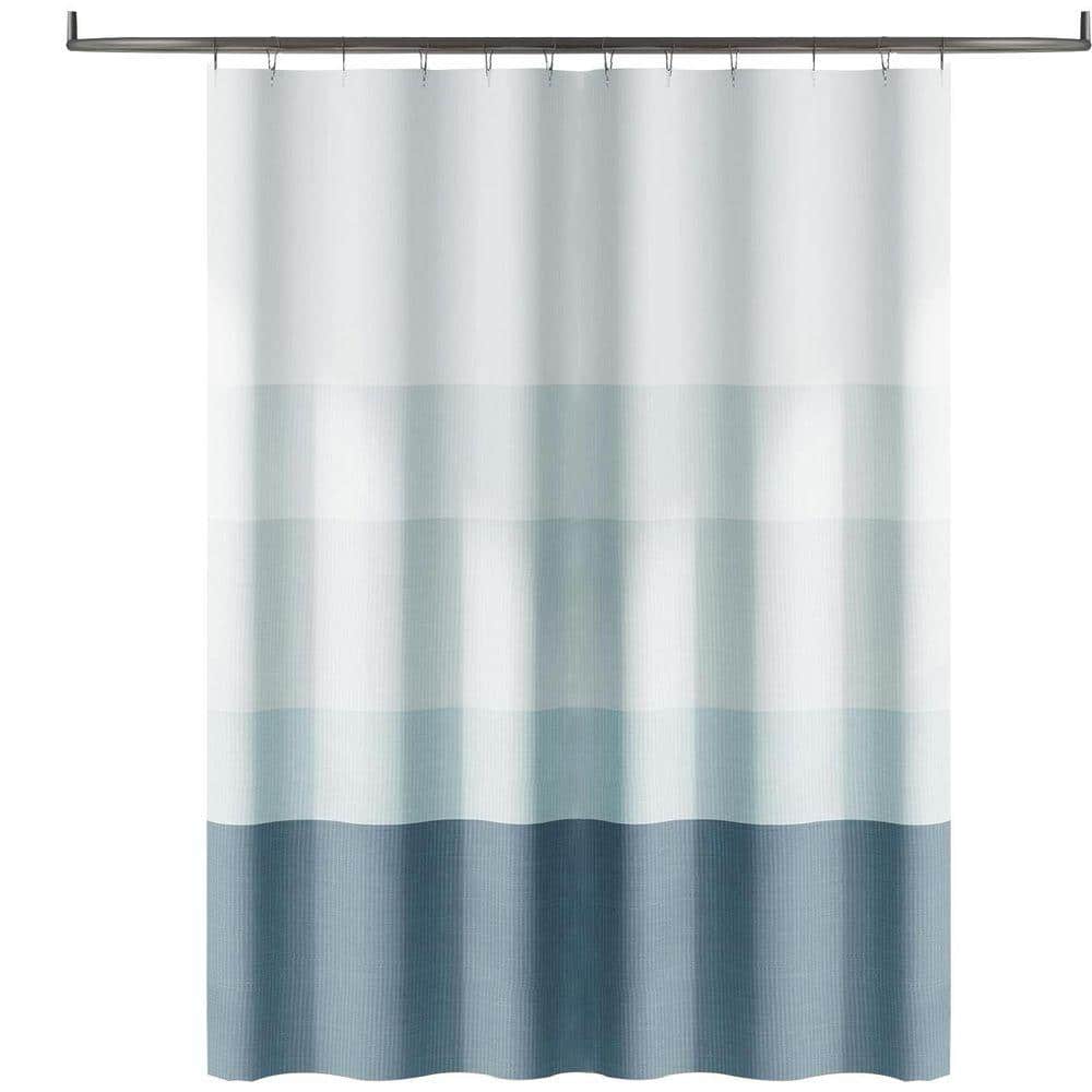 JFVKAF Ombre Ocean Blue Striped Shower Curtain Waterproof Fabric 70 x 72 in.es Modern Minimalist Design with 12 Hooks (1)