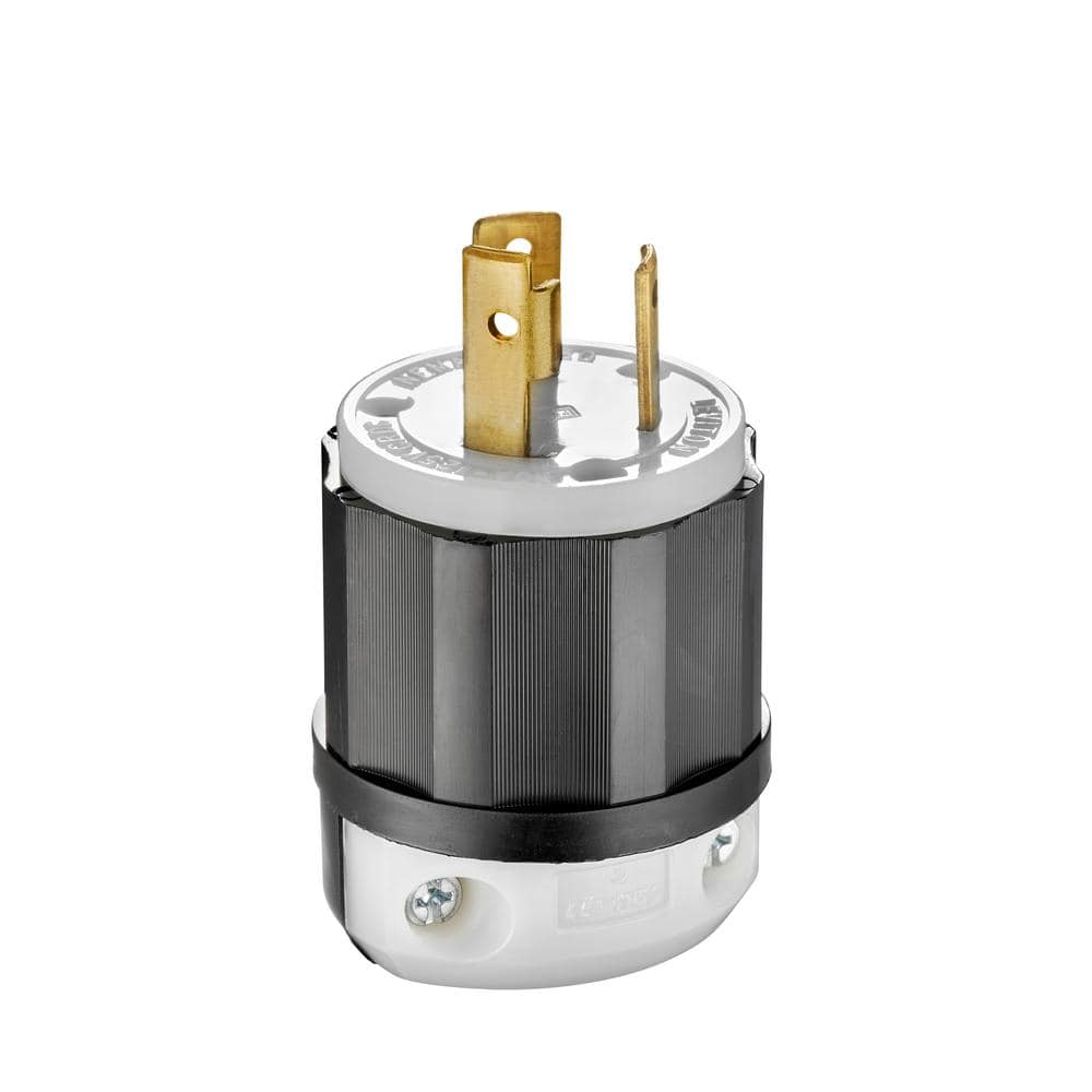 Leviton 30 Amp 125-Volt Locking Plug, Black and White 2611-CS
