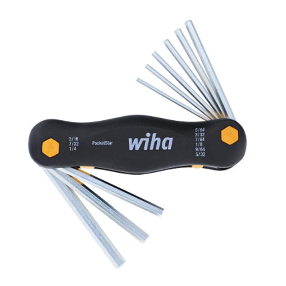 Wiha PocketStar Dual Fold Hex Key Set with Pushbutton Key-lifter Imperial (9-Piece) (1)