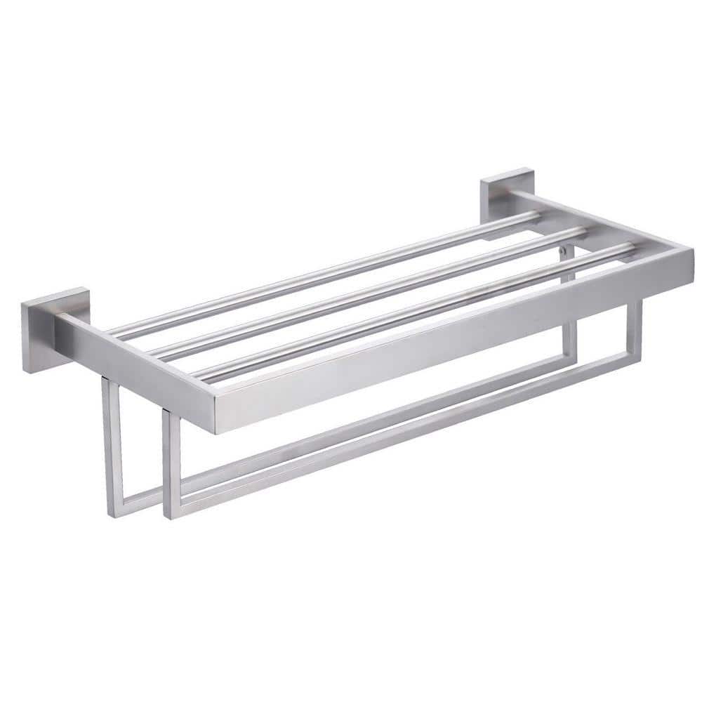 ALEASHA 20 in. 2-Towel Holders Wall Mounted Towel Rack in Brushed Nickel (1)