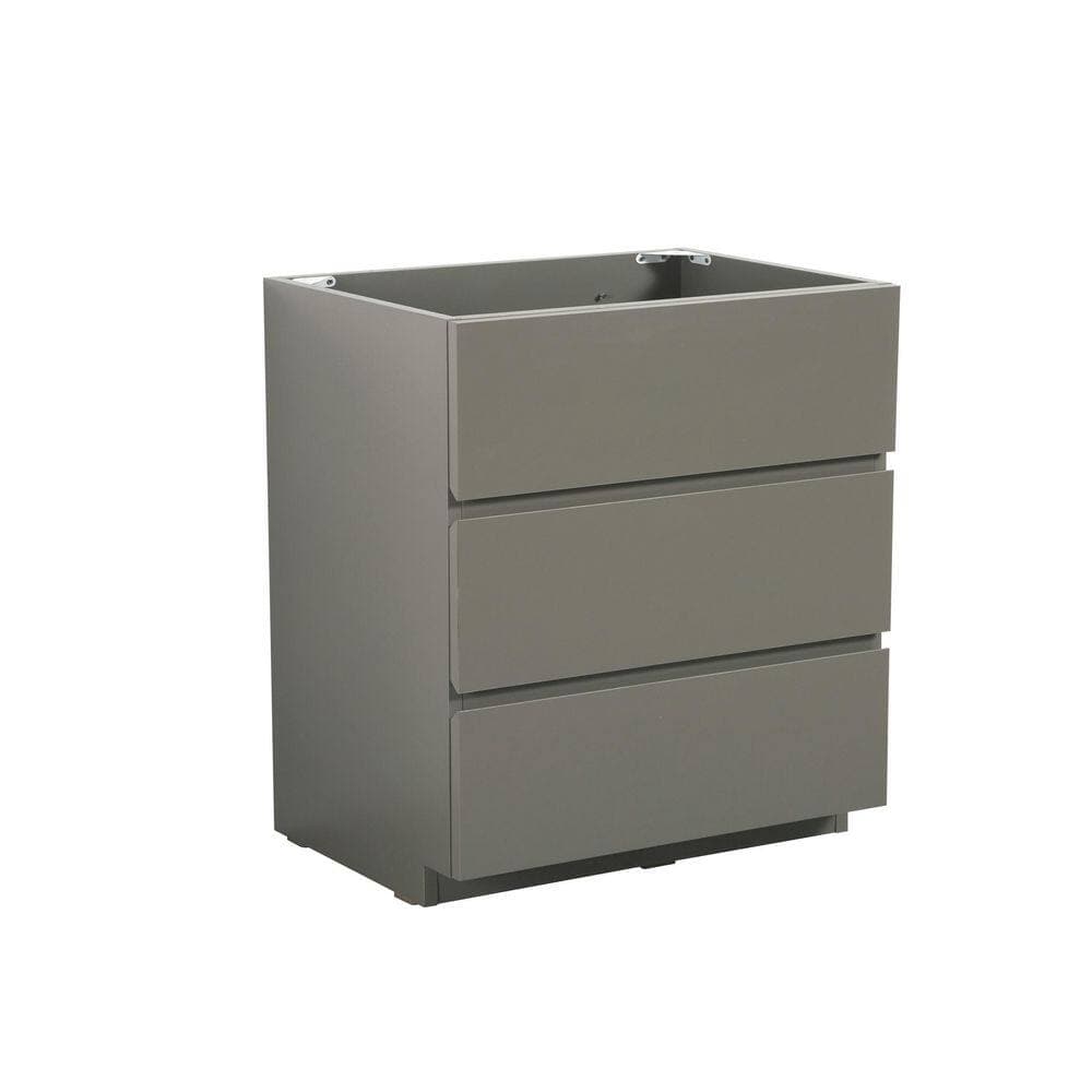 Lycvki 29.6 in. W x 17.9 in. D x 32.3 in. H Bath Vanity Cabinet without Top with 3-Drawers in Gray (2)