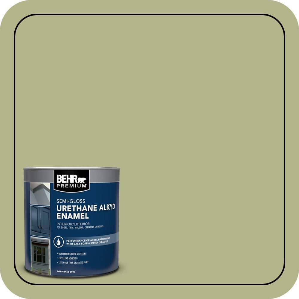 BEHR PREMIUM 1 qt. #M350-4 Sweet Grass Semi-Gloss Enamel Urethane Alkyd Interior/Exterior Paint (1)