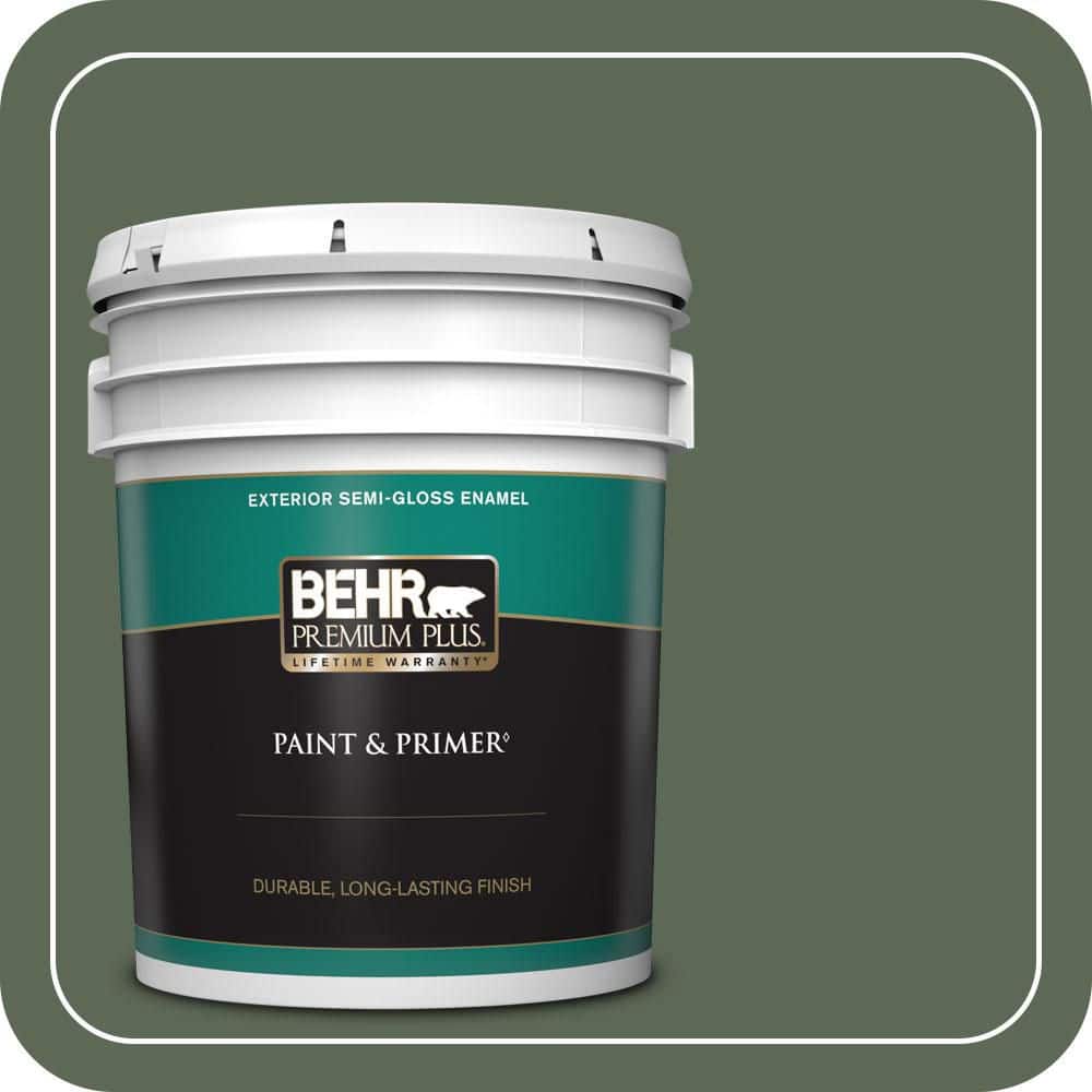 BEHR PREMIUM PLUS 5 gal. #MQ6-15 Less Travelled Semi-Gloss Enamel Exterior Paint & Primer