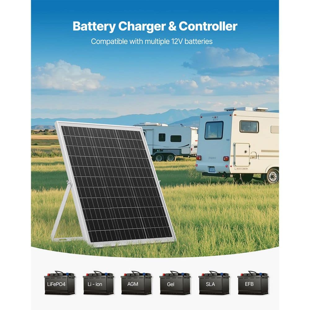 SKYSHALO 25W 12V Solar Panel Battery Charger, MPPT Controller, Adjustable Mount Bracket, IP67 Waterproof for Car Boat RV Trailer (3)