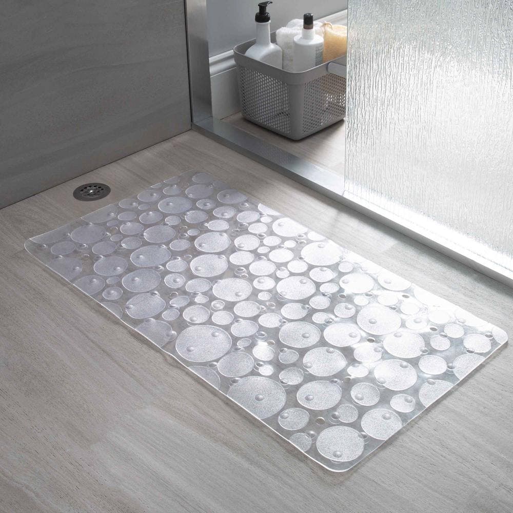 Bath Bliss 14.4 in. W x 29.4 in. L Recycled PVC Non Slip Textured Bath Mat in Clear (3)