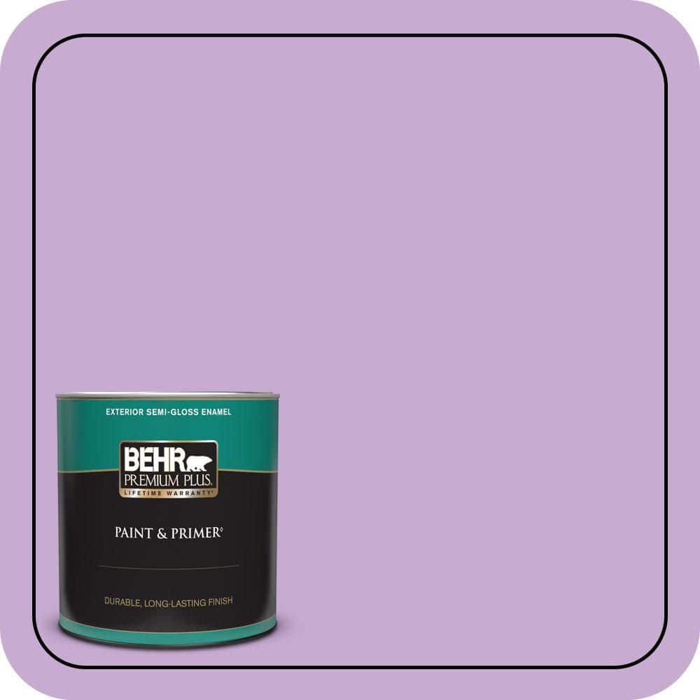 BEHR PREMIUM PLUS 1 qt. #660B-4 Pale Orchid Semi-Gloss Enamel Exterior Paint & Primer