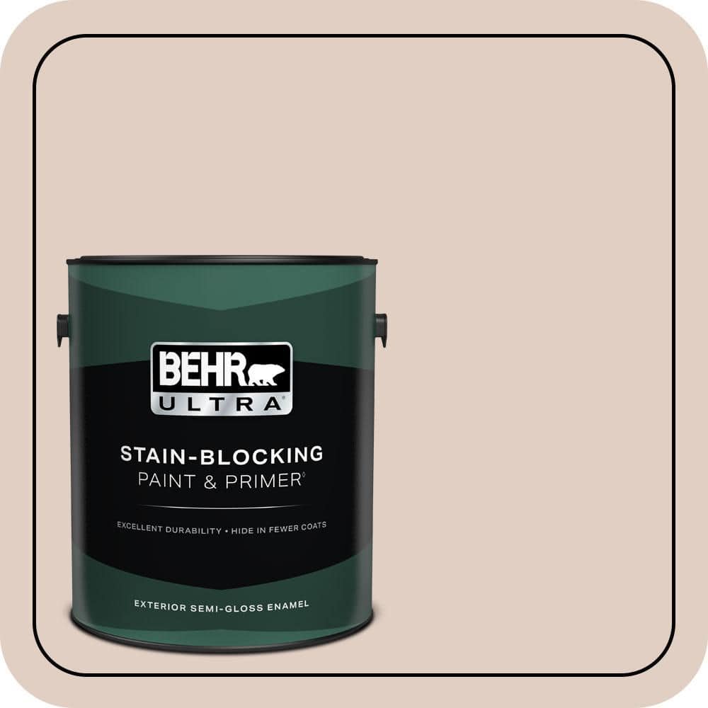 BEHR ULTRA 1 gal. #PWN-73 Winsome Beige Semi-Gloss Enamel Exterior Paint & Primer