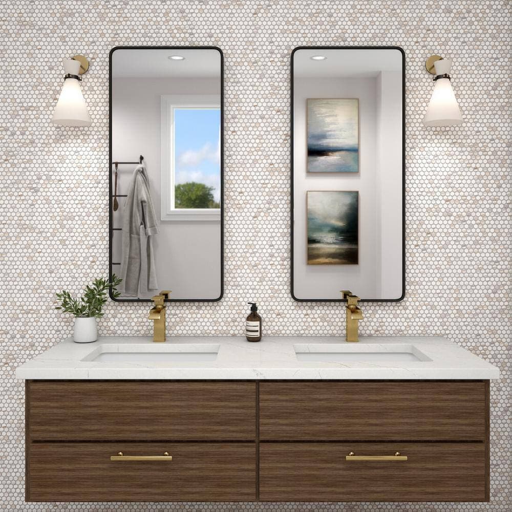 Daltile Restore Calacatta 11 in. x 10 in. Glazed Ceramic Penny Round Mosaic Tile (0.81 sq. ft./Each) (4)