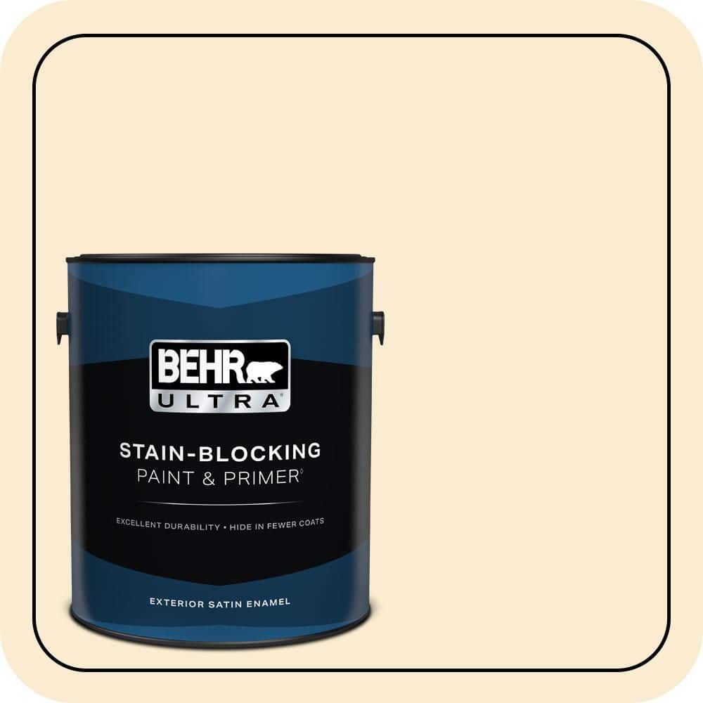 BEHR ULTRA 1 gal. #OR-W04 Nice Cream Satin Enamel Exterior Paint & Primer