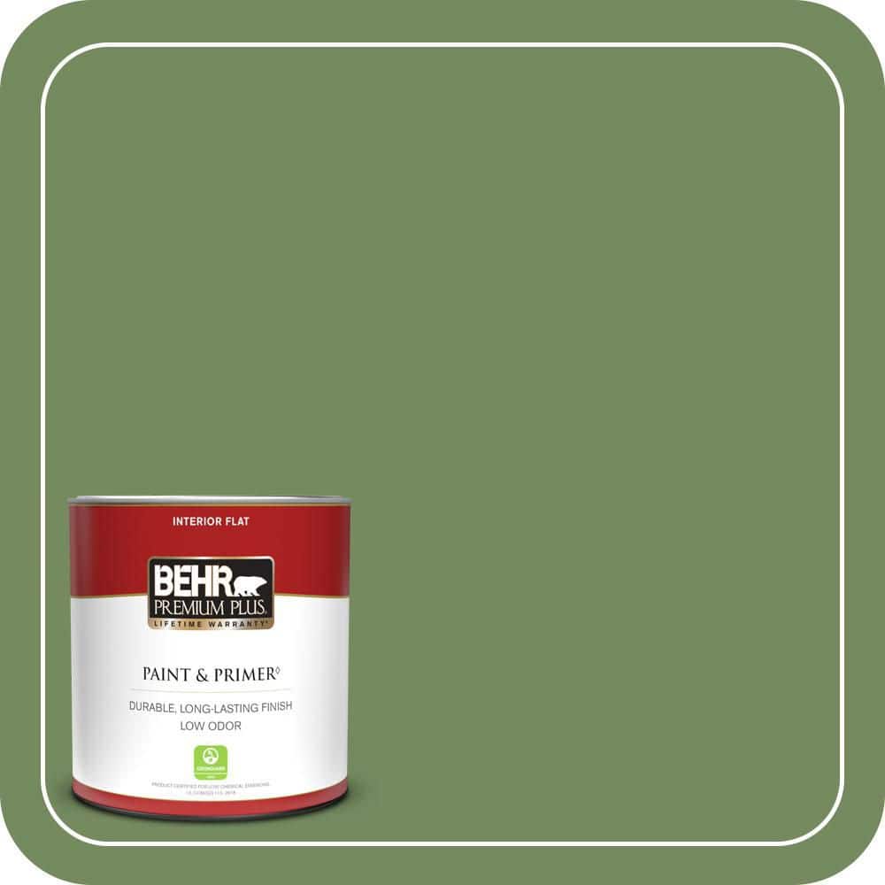 BEHR PREMIUM PLUS #M380-6 Fern Canopy Flat Interior/Exterior Paint & Primer Color Sample