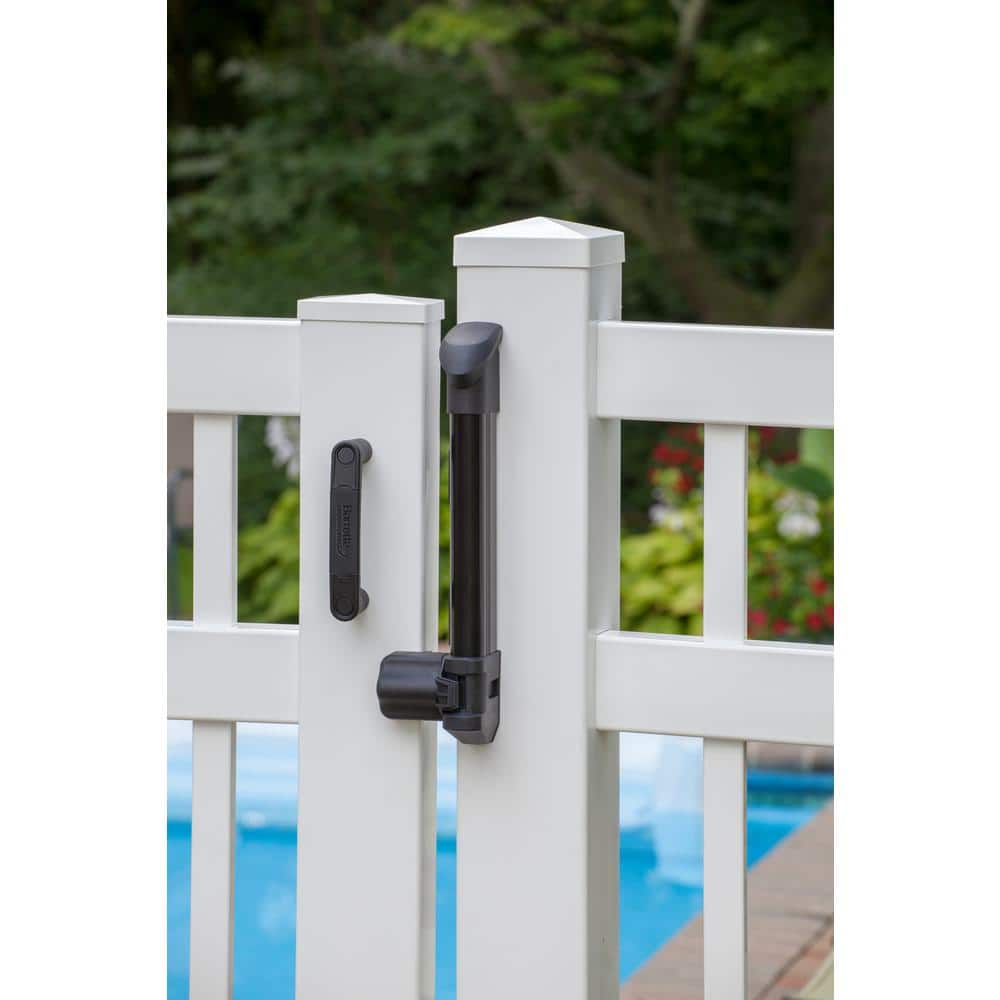 Barrette Outdoor Living 4 in. x 15.375 in. Nylon/Stainless Steel Black Compact Locking Pool Safety Latch (2)