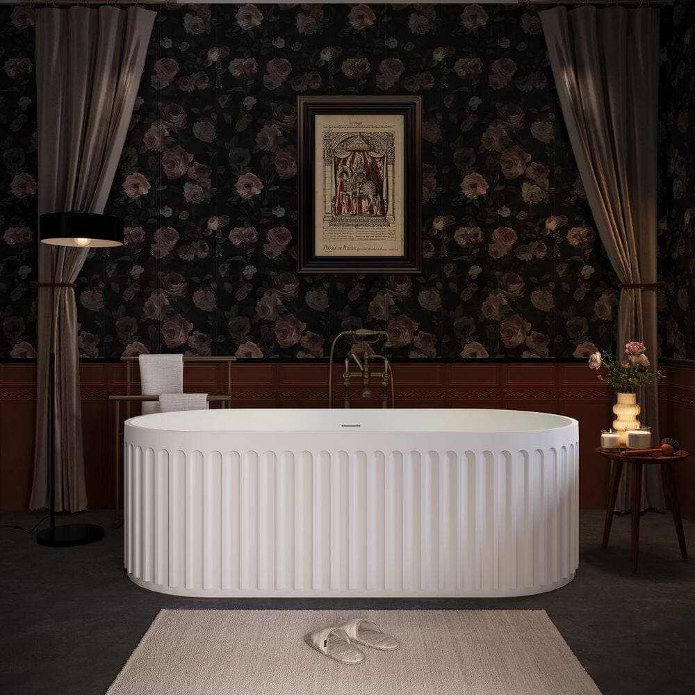 Boosicavelly 67 in. x 29.5 in. Freestanding Flat Bottom Soaking Bathtub with Drain in White (3)