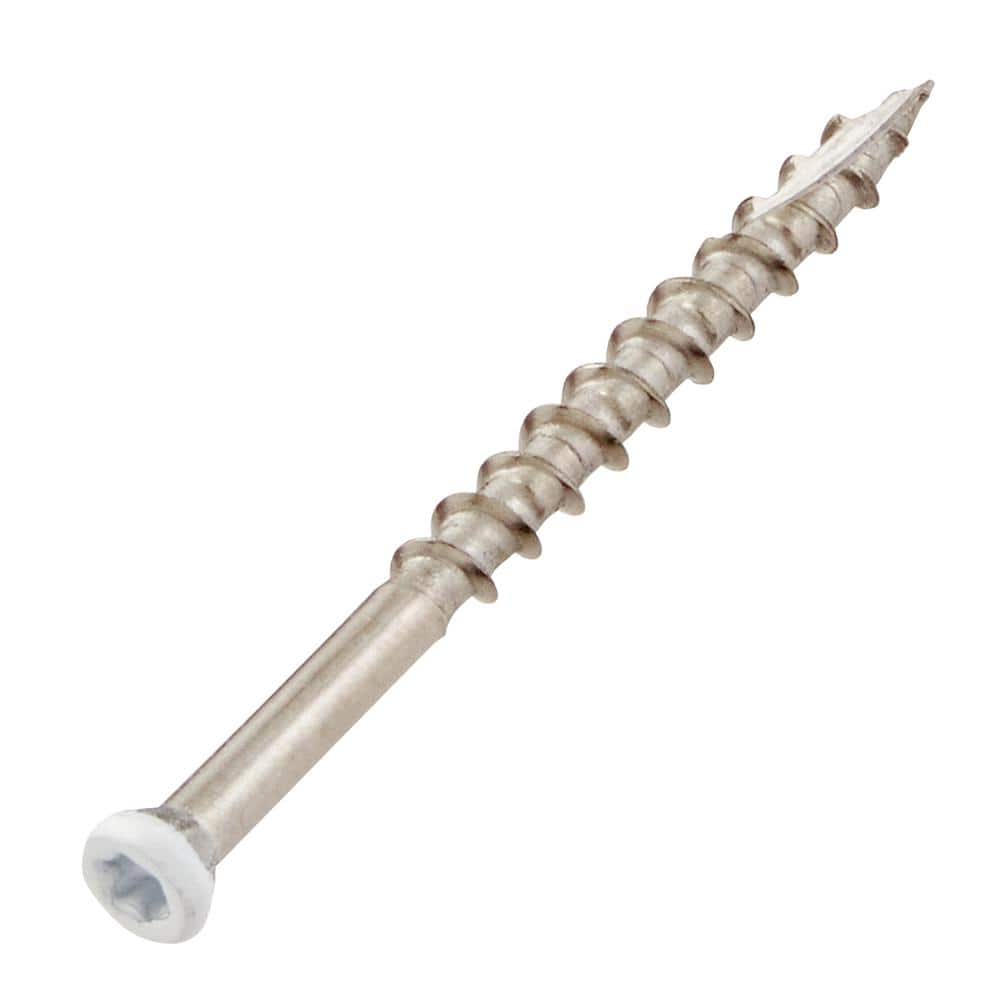 DECKMATE Marine Grade Stainless Steel #7 X 2-1/4 in.Wood Trim Screw (White Head) 1lb (Approximately 130 Pieces) (2)