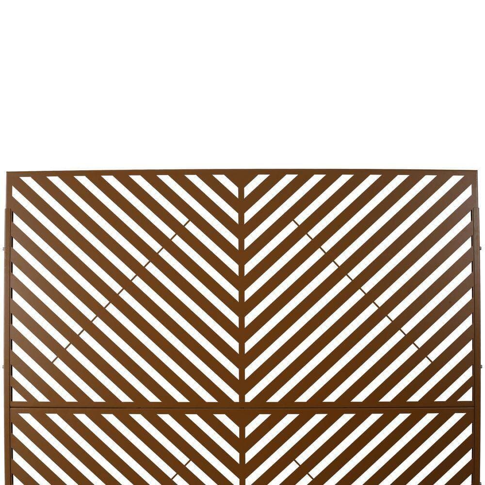 Unbranded Outdoor & Indoor 6.3 ft. x 4 ft. Freestanding Decorative Privacy Fence Screen Brown Metal for Garden Fence (3)