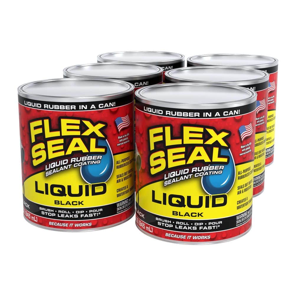 FLEX SEAL FAMILY OF PRODUCTS Flex Seal Liquid Black 32 oz. Liquid Rubber Sealant Coating (6-Pack)
