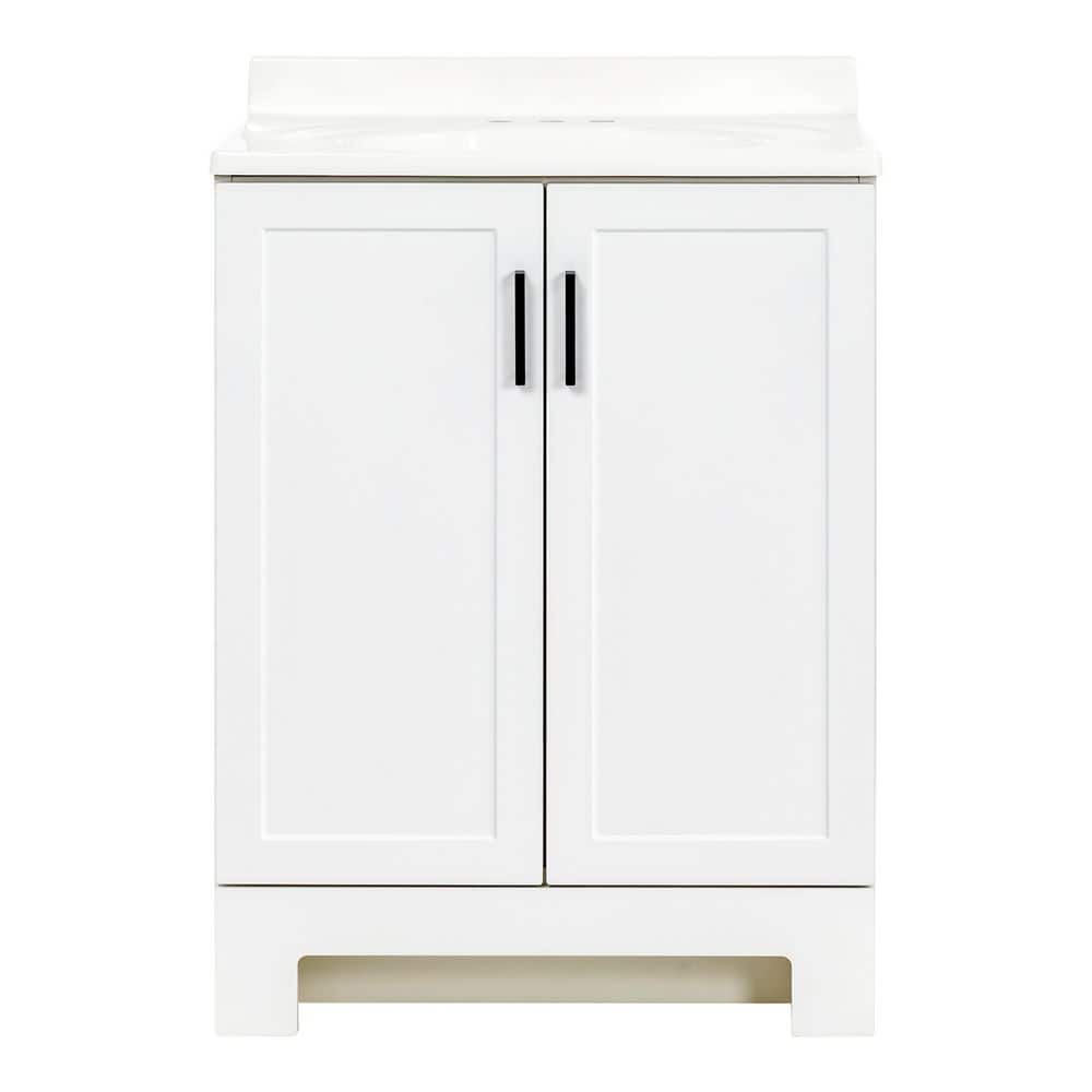 Glacier Bay Oakley 25 in. Single Sink White Freestanding Bath Vanity with White Cultured Marble Top (Assembled) (3)