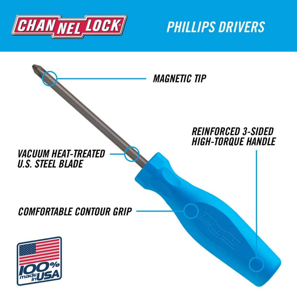 Channellock 4 in. #1 Phillips Screwdriver Tri-Lobe Handle (2)