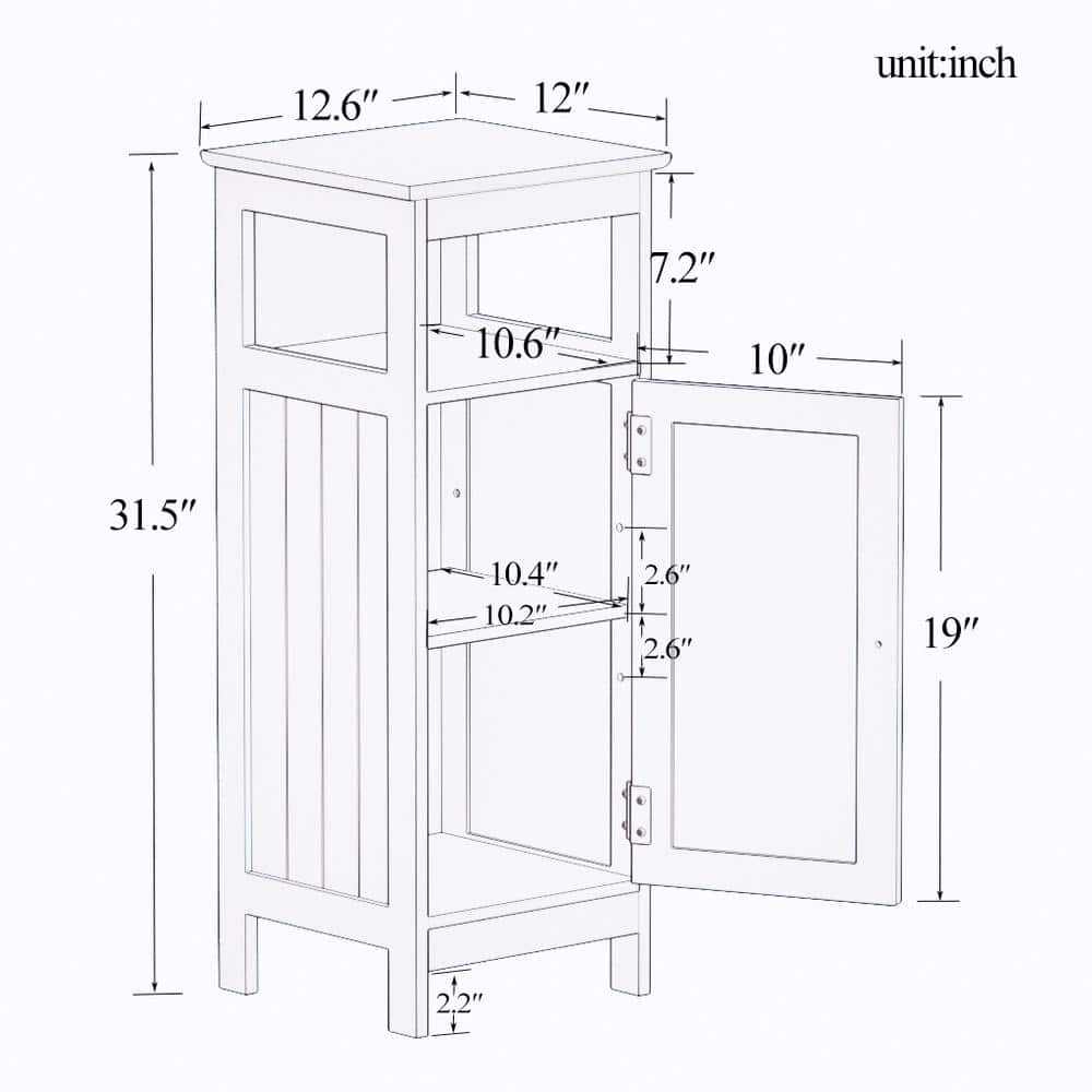 Amucolo 12.6 in. W x 12 in. D x 31.5 in. H White Single Door Bathroom Linen Cabinet (3)