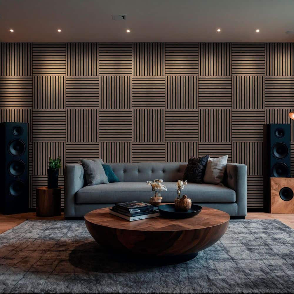 MSI Harmony Sable 24 in. x 24 in. Brown Wood Slat Decorative Acoustic Sound Absorbing Panels (4-Pack/15.5 sq. ft.) (2)