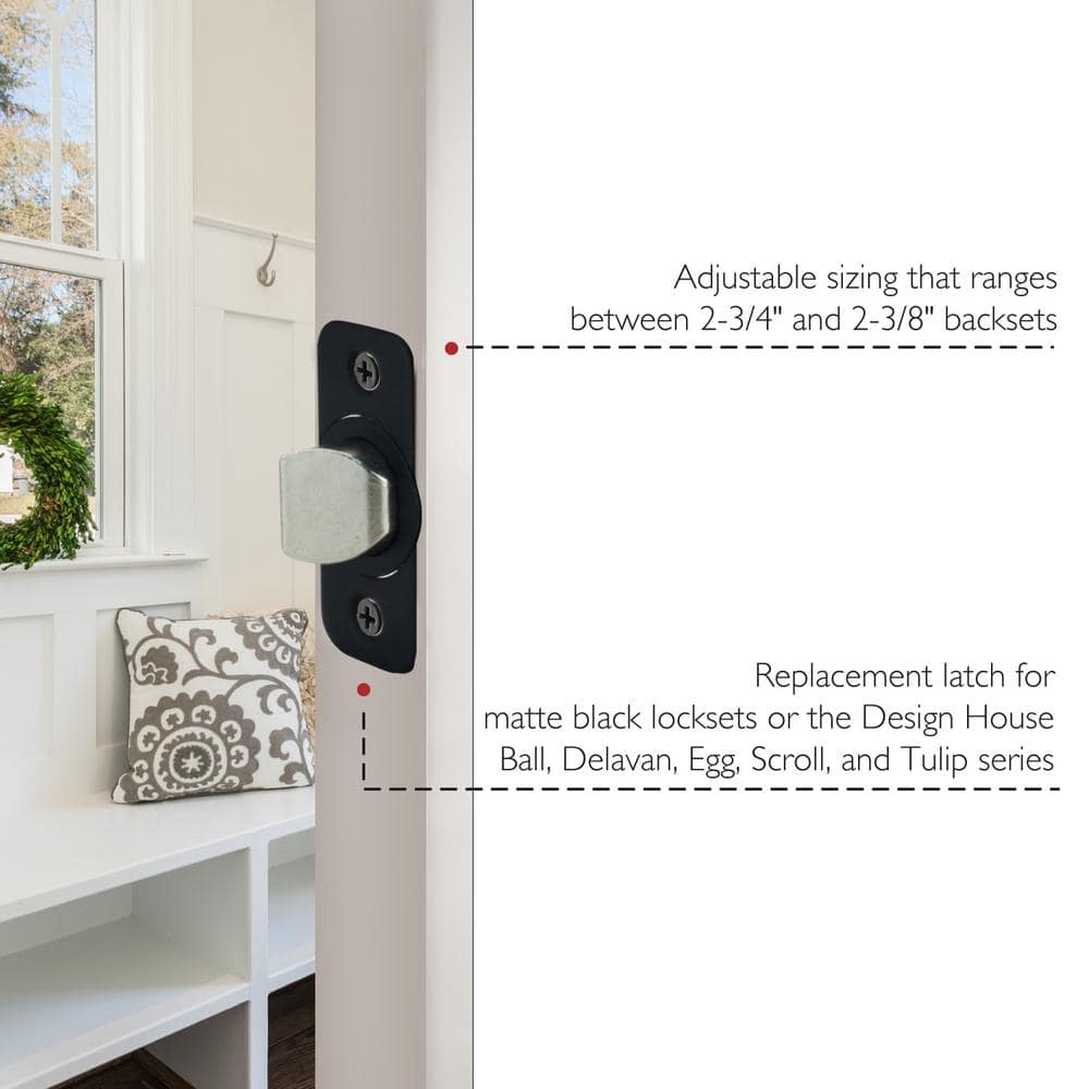 Design House 6-Way Matte Black Round Corner Universal Passage Latch (3)