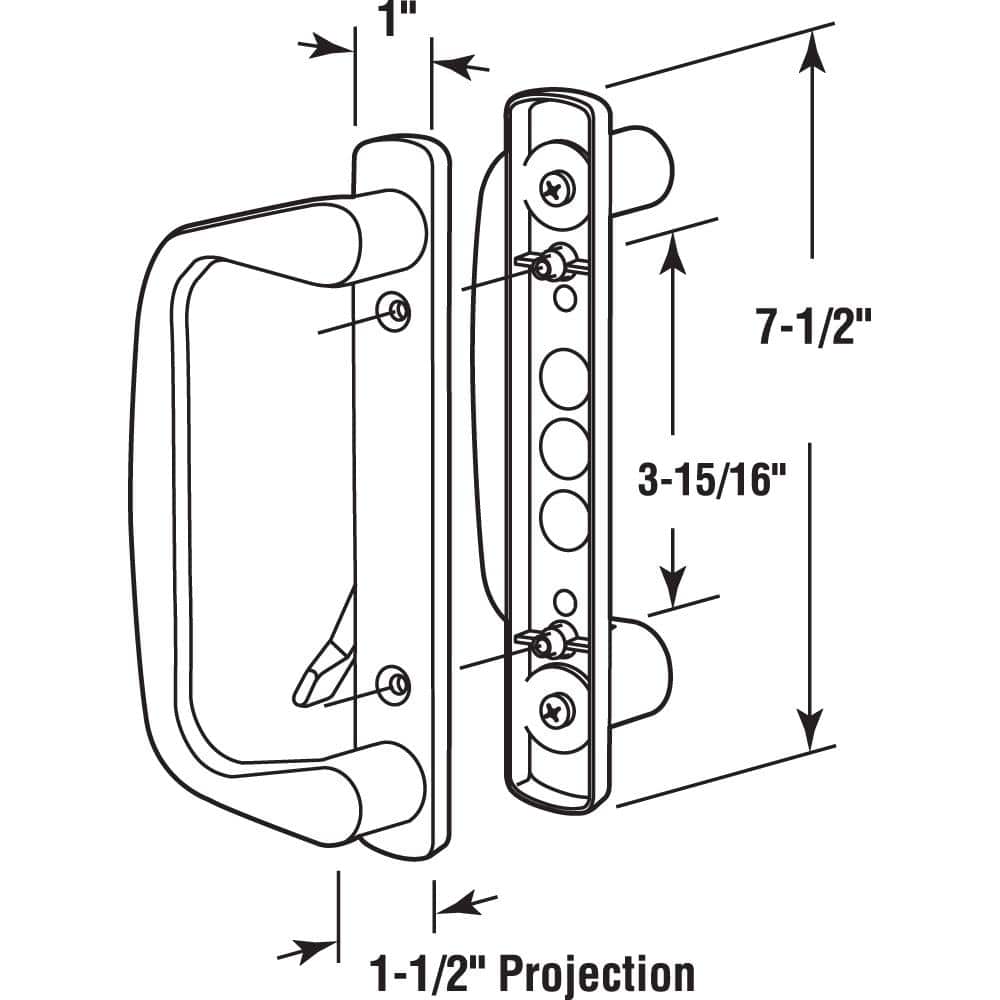 Prime-Line Diecast, White, Patio Door Handle (2)
