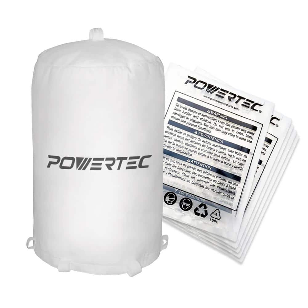 ‎POWERTEC 21 in. x 31 in. Micron Filter Upper Bag with 5 Clear 20 in. x 43 in. Plastic Dust Collection Bags (1)