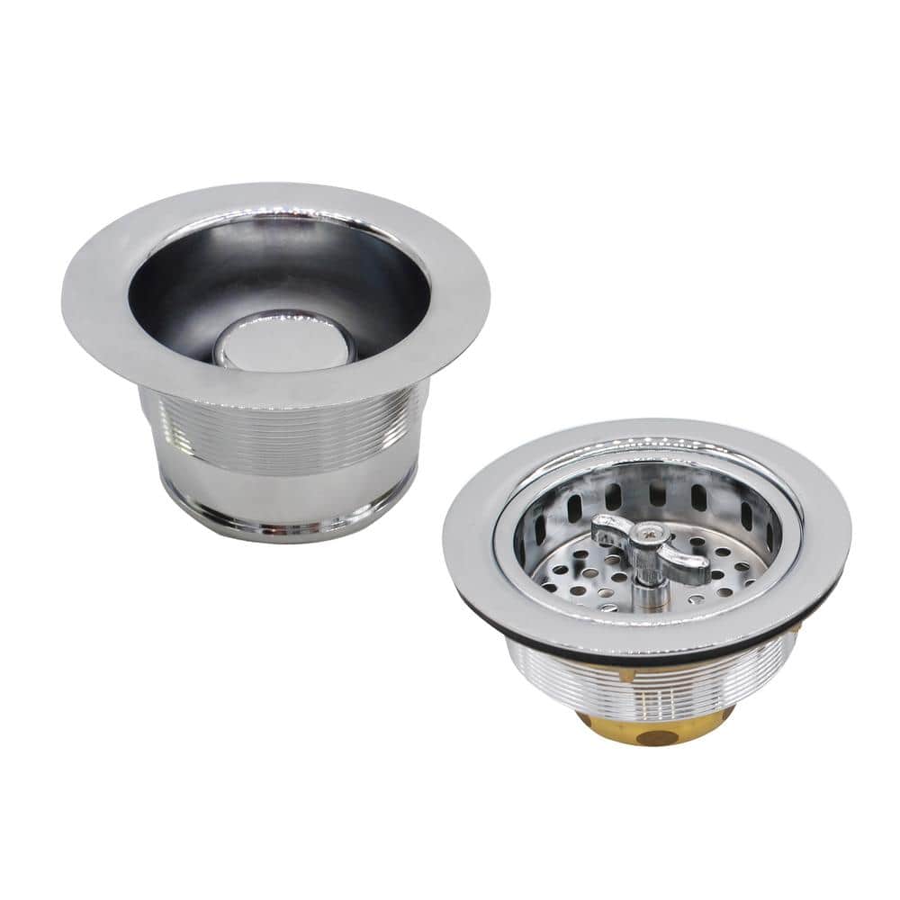 Westbrass COMBO PACK 3-1/2 in. Wing Nut Style Kitchen Sink Strainer and Waste Disposal Drain Flange with Stopper (1)