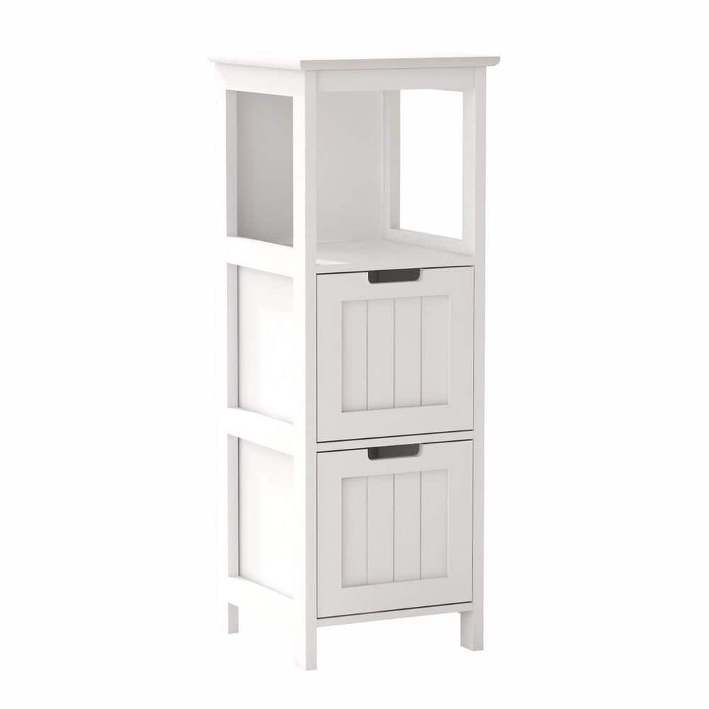 YSQCAR 13 in. W x 13 in. D x 35.43 in. H White MDF Freestanding Linen Cabinet with 2-Drawers and 1-Storage Shelf (1)