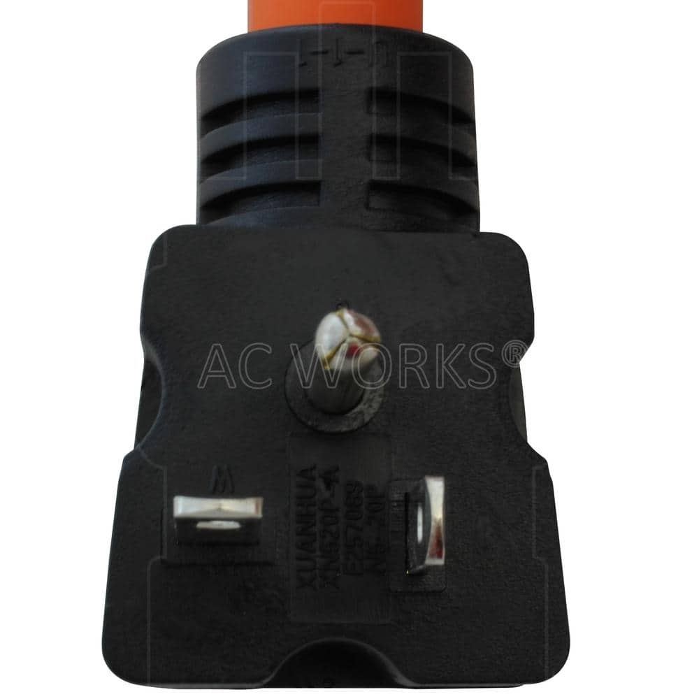 AC WORKS 1 ft. NEMA 5-20P 20 Amp 125-Volt Plug to Single Outlet Locking 20 Amp L5-20R Female Connector (3)