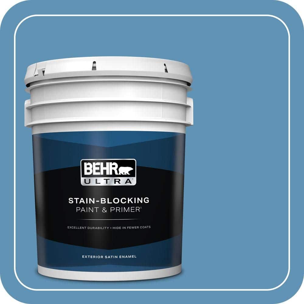 BEHR ULTRA 5 gal. #MQ5-56 Empire Blue Satin Enamel Exterior Paint & Primer